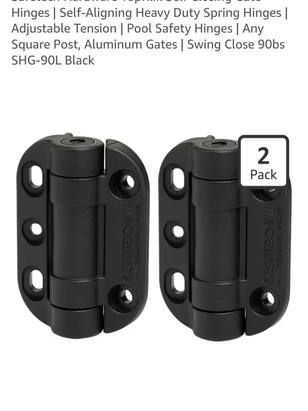 Self-Closing Heavy Duty Spring Gate Hinges - Black (2 Pack)